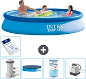 Intex Rond Opblaasbaar Easy Set Zwembad - 366 x 76 cm - Blauw - Inclusief Pomp Afdekzeil - Filter - Zoutwatersysteem - Zwembadzout