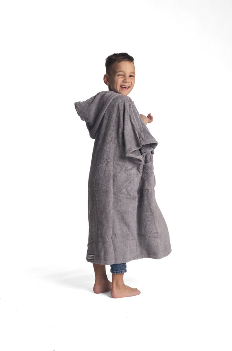 Belieff Poncho Handdoek - Dino - Badcape Kinderen - Badponcho Kinderen - Strandponcho Kind - Badponcho Jongen - Badponcho Meisje - Omkleed Handoek - Kind 6/10 jaar - Maat 134/158 – 100 cm – Lichtgrijs