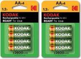 8 x piles puissantes rechargeables Kodak AA, prêtes à l'emploi - 2600mAh