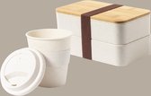 OneTrippel - Lunchbox met Koffiebeker - Broodtrommel - Koffiebeker To Go - Lunchbox volwassenen - Set van 2
