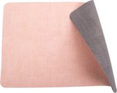 Luxe placemats lederlook - 6 stuks - dubbelzijdig roze/grijs - rechthoekig - 45 x 30 cm - leer - leatherlook placemat