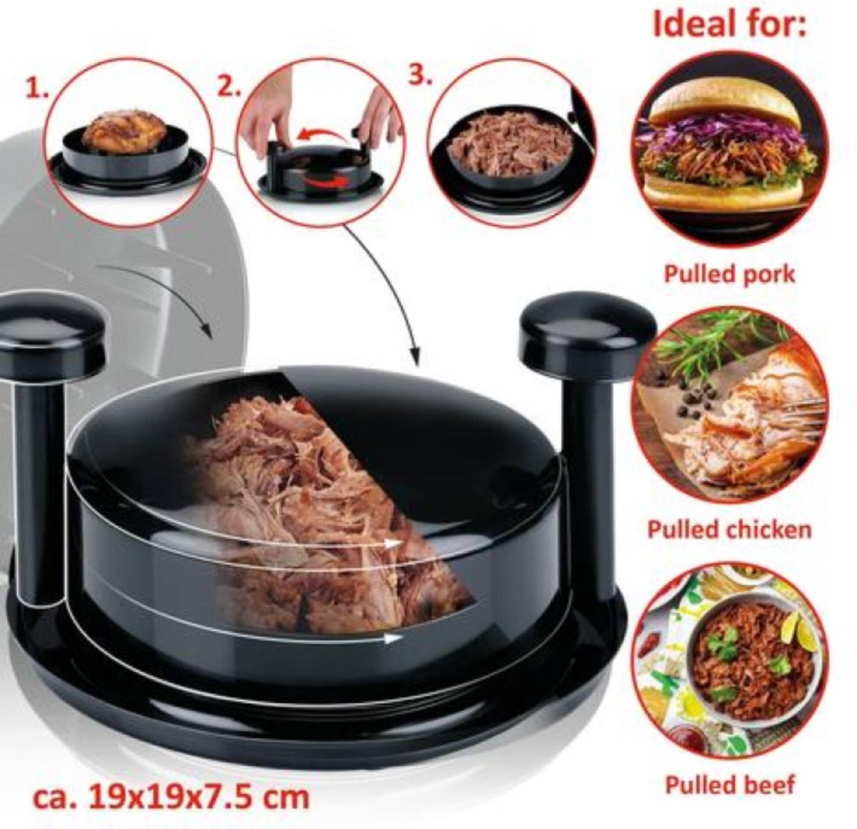 Alpina Vleesversnipperaar - Compact Keukenwonder voor Perfecte Pulled Pork