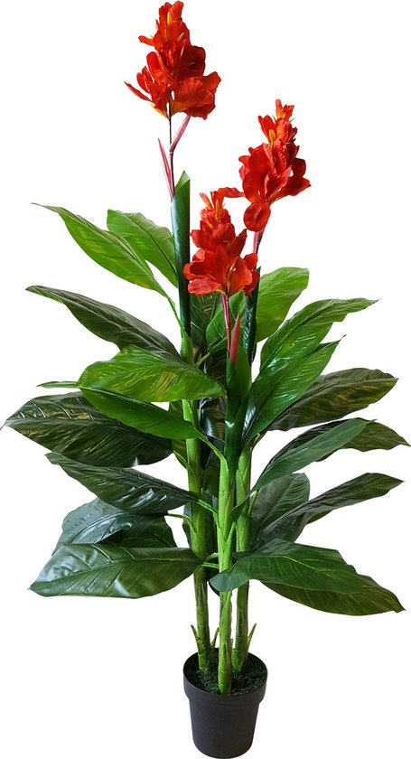 Kunst Rode Canna | 165cm - Namaak canna - Kunstplanten voor binnen - Kunstplant canna