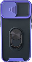 Schokbestendig Hoesje Camshield Flash Met Draaibare Ring - Paars - Telefoonhoesje Geschikt voor: iPhone 14 Pro Max - Geschikt voor Magneet Houders