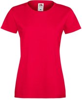 Fruit Of The Loom Lady-Fit Dames Sofspun® T-shirt - Rood - Small