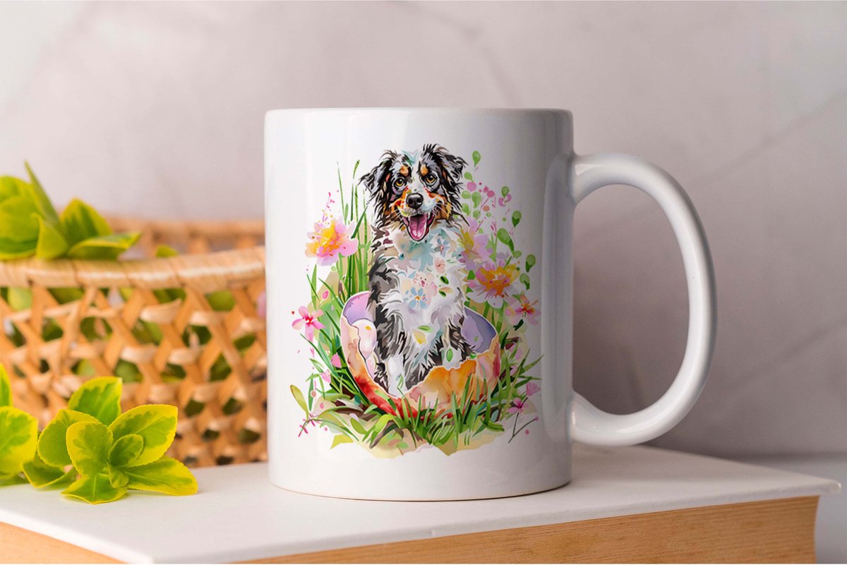 Mok Australian Shepherd Good Morning - dogs - gift - cadeau - puppies - puppylove - doglover - doggy - honden - puppyliefde - mijnhond - hondenliefde - hondenwereld