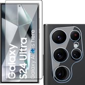 Screenprotector & Camera geschikt voor Samsung Galaxy S24 Ultra - Volledig Dekkend Glas