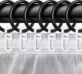 70 x kunststof ringen met vouwhaken, kunststof gordijnringen voor universele tape/ruchesband, 30 mm binnendiameter, kleur: zwart