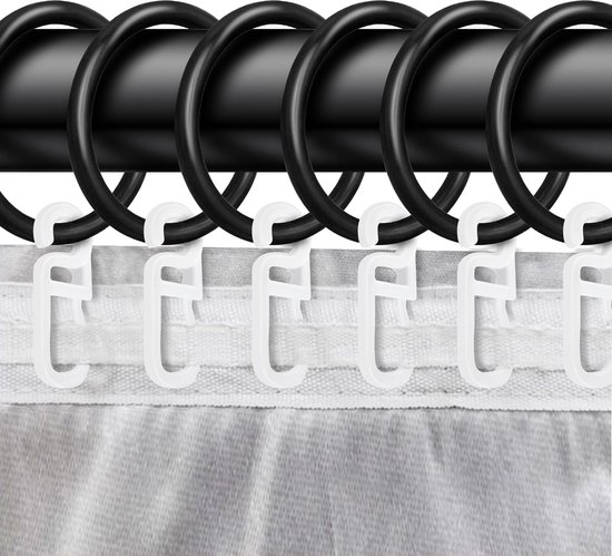Gordijnhaken voor gordijnringen, 120 stuks, 10 mm oogje, voor 8-10 mm gordijnringen, transparant, haken voor ophangen, plooihaken