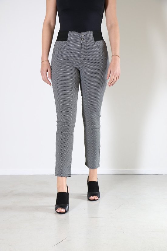 New Star dames broek - broek slim fit model - Melbourne - zwart/wit print - lengte 29 - maat 32