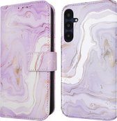 iMoshion Hoesje Geschikt voor Samsung Galaxy A25 Hoesje Met Pasjeshouder - iMoshion Design Bookcase smartphone - Paars / Purple Marble