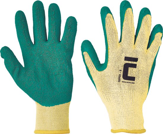 Cerva DIPPER handschoen gedipt latex 01080015 - 12 stuks - Groen - 9