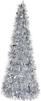 Clayre & Eef Kerstdecoratie Kerstboom Ø 18x46 cm Zilverkleurig Kunststof