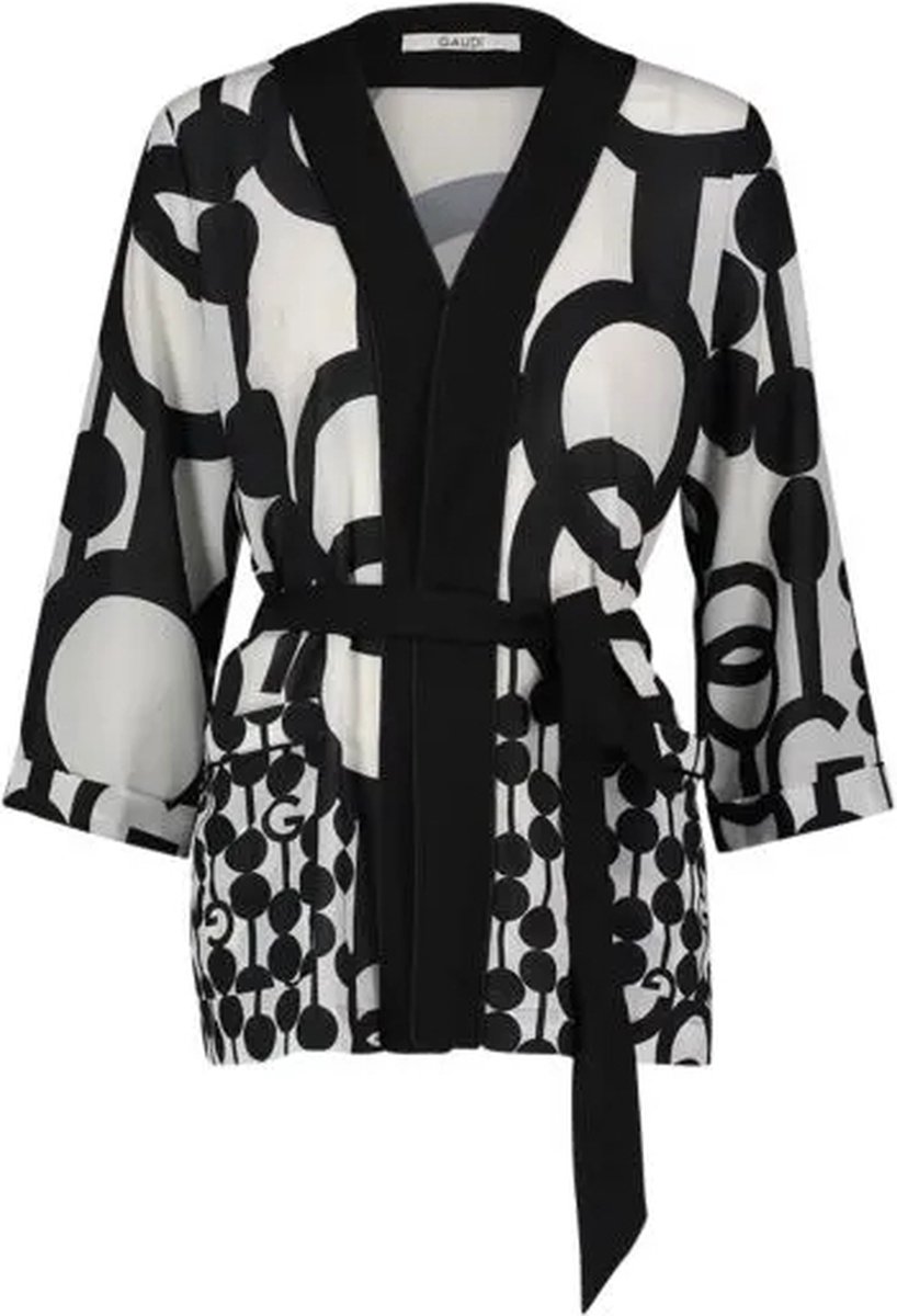 Printed georgette kimono jacket 45016 Black