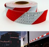 Reflectie tape - Veiligheids stickers voor verkeer - vrachtwagen, motor, aanhangwagen, evenementen etc. Rol van 10 meter reflecterend tape in rood/wit