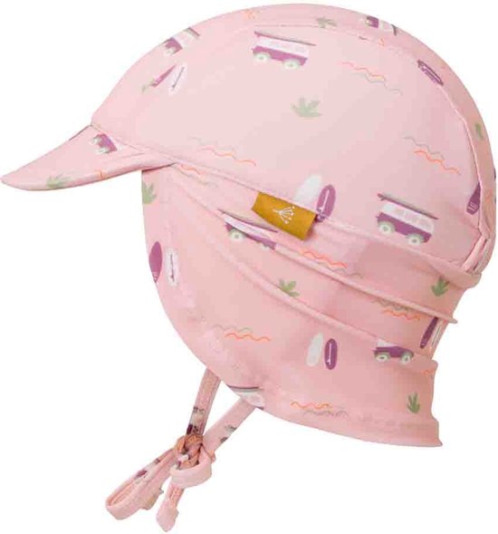 Fresk UV 50+ Zonnehoed baby's – Maat 62/68 – Dubbelzijdig – Beschermende Reishoed – Hoofdbescherming – Lichtroze - Surf Girl