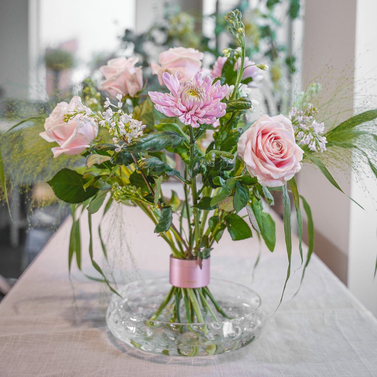 2 stuks Hanataba Original Flowertwister boeketring pink champagne - 2 ringen - 1x klein en 1x groot