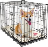 MaxxPet Dog Crate with Plaid - Noir - 91 x 57 x 64 cm