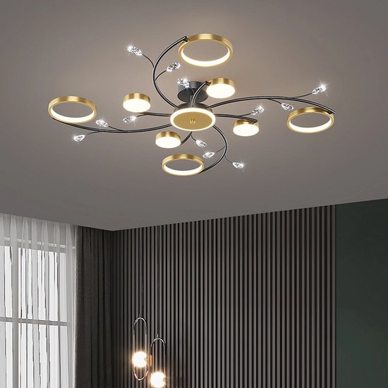 LuxiLamps - Ringen Plafondlamp - Moderne LED Kroonluchter - Dimbaar Met Afstandsbediening