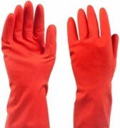 Siliconen Schoonmaak Handschoenen - Poetshandschoenen -Huishoudhandschoenen - Rood - 25 stuks Maat 8-8,5/M
