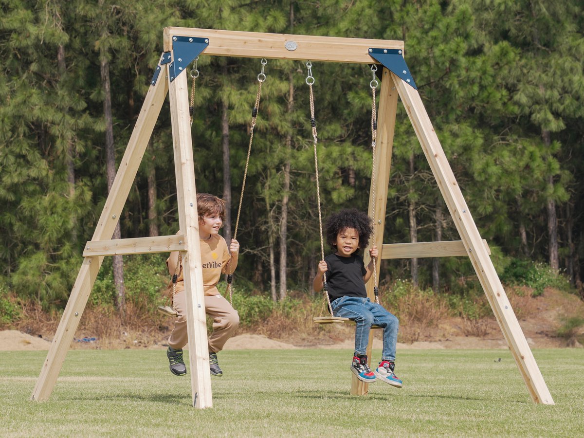 AXI Yuna Dubbele houten Schommel Bruin - FSC hout - Vrijstaande schommelset met 2 houten schommelzitjes - Schommelset voor kinderen - 10 jaar Garantie — afbeelding 9