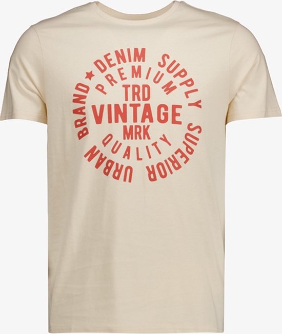 Unsigned heren T-shirt met tekstopdruk beige - Maat XL