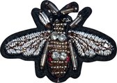 Bij Bijen Op Naai Patch Fashion Part Strass 5.9 cm / 4.4 cm / Zwart Beige Rood
