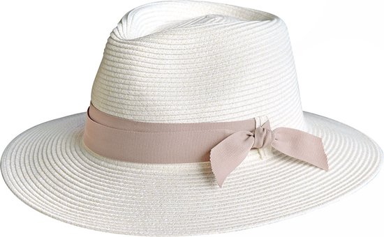 Sienna Fedora Dames Zomerhoed House of Ord UPF50+ UV Bescherming Zomerhoed Maat: 58cm verstelbaar - Kleur: Ivory/Taupe