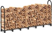 Brandhoutrek voor buitengebruik, 2,4 m lang brandhoutrek voor open haard, hout, robuust staal, brandhout, metaal voor binnengebruik, brandhoutstapel, stapelbare stam voor houtblokken, houtorganizer