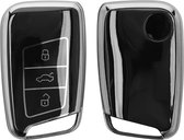 kwmobile autosleutel hoesje geschikt voor VW 3-knops autosleutel (alleen Keyless Go) - autosleutel behuizing in zwart / zilver