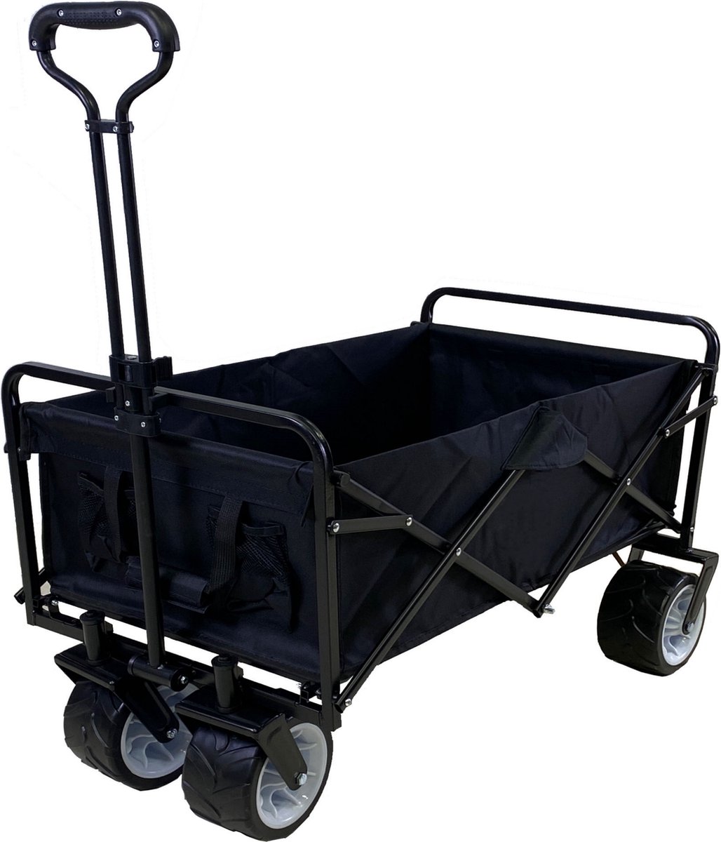 Bolderkar opvouwbaar strandwagen - draaibare brede wielen - bodemplaat - stevig frame - 80 kg belastbaar
