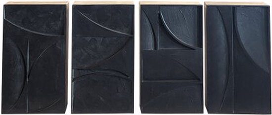 Wandkast Kaiya Set Van 4 Met Kunst/Decoratie - Zwart