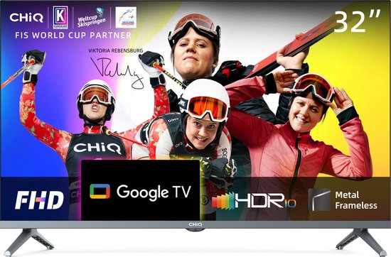 CHiQ L32H8CG - Smart TV 32 Inch - Full HD - Google TV - Metal Frameless - HDR10&HLG - Google Play store