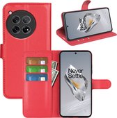 OnePlus 12 Hoesje - MobyDefend Kunstleren Wallet Book Case (Sluiting Voorkant) - Rood - GSM Hoesje - Telefoonhoesje Geschikt Voor OnePlus 12