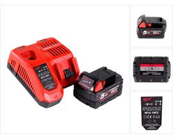 Milwaukee M18NRG-501 accu-starterset 18 V met M18 B5 accu 5,0 Ah + M12-18FC oplader
