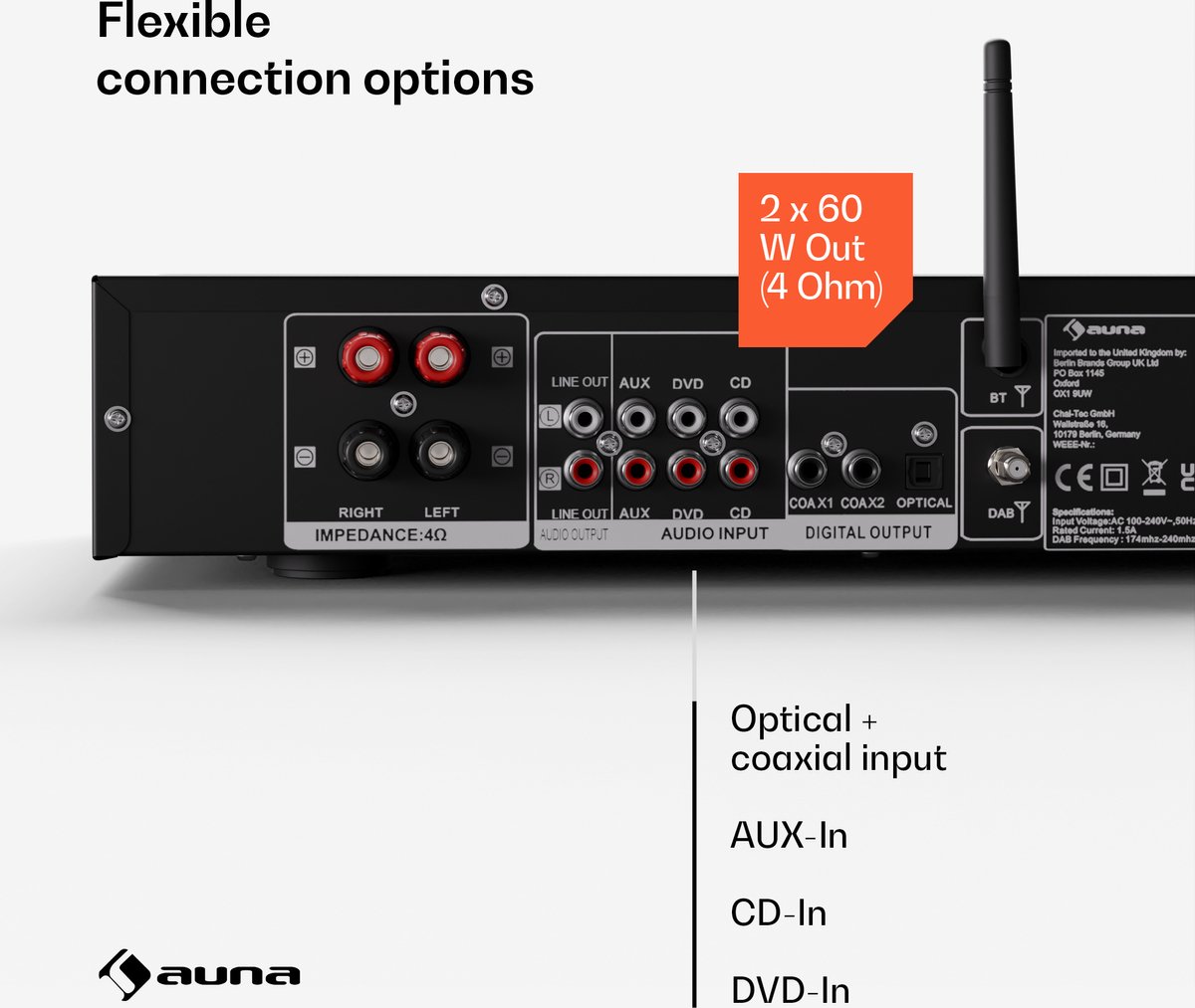 Auna Art22 amplifier DAB+ BT Hifi versterker - Bluetooth thumbnail 3