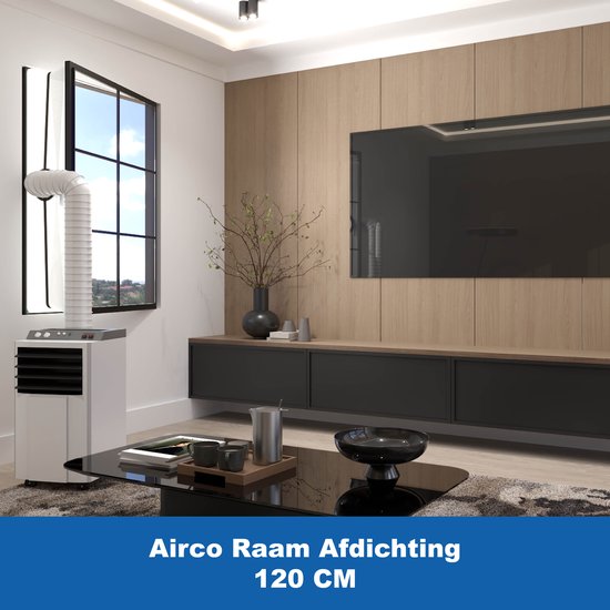 Raamafdichtingskit 120 cm voor mobiele airco en wasdroger, universeel, transparant, insectenwerend, energiezuinig
