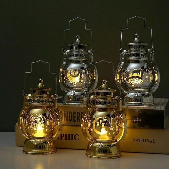 Pendentif lanterne en fer Eid mubarak avec lumière led pour fournitures de décor
