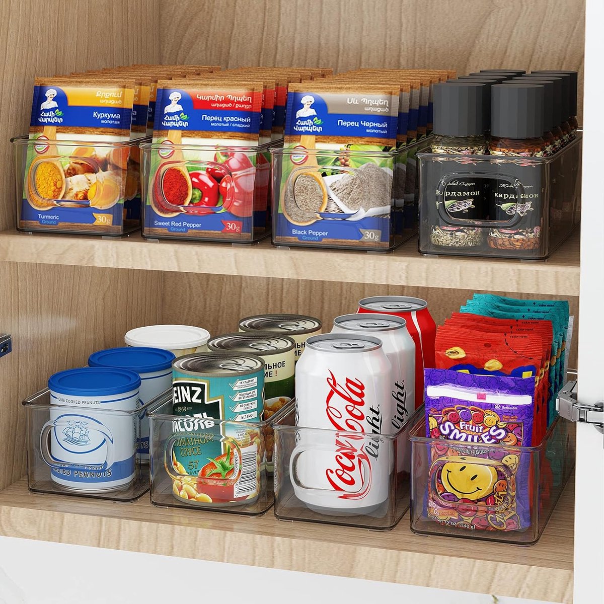 Koelkast Organizerbakken, Doorzichtige Organizer Bakken voor Koelkastopslag in de Keuken, Bijkeuken, Wasruimte, Badkamer , Set of 4