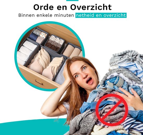 Organisateurs de Organisateurs d'armoire Yourganized - Organisateur de tiroir - Pour Vêtements/ sous- Sous-vêtements/salle de bain - Set de 12 pièces - Grijs