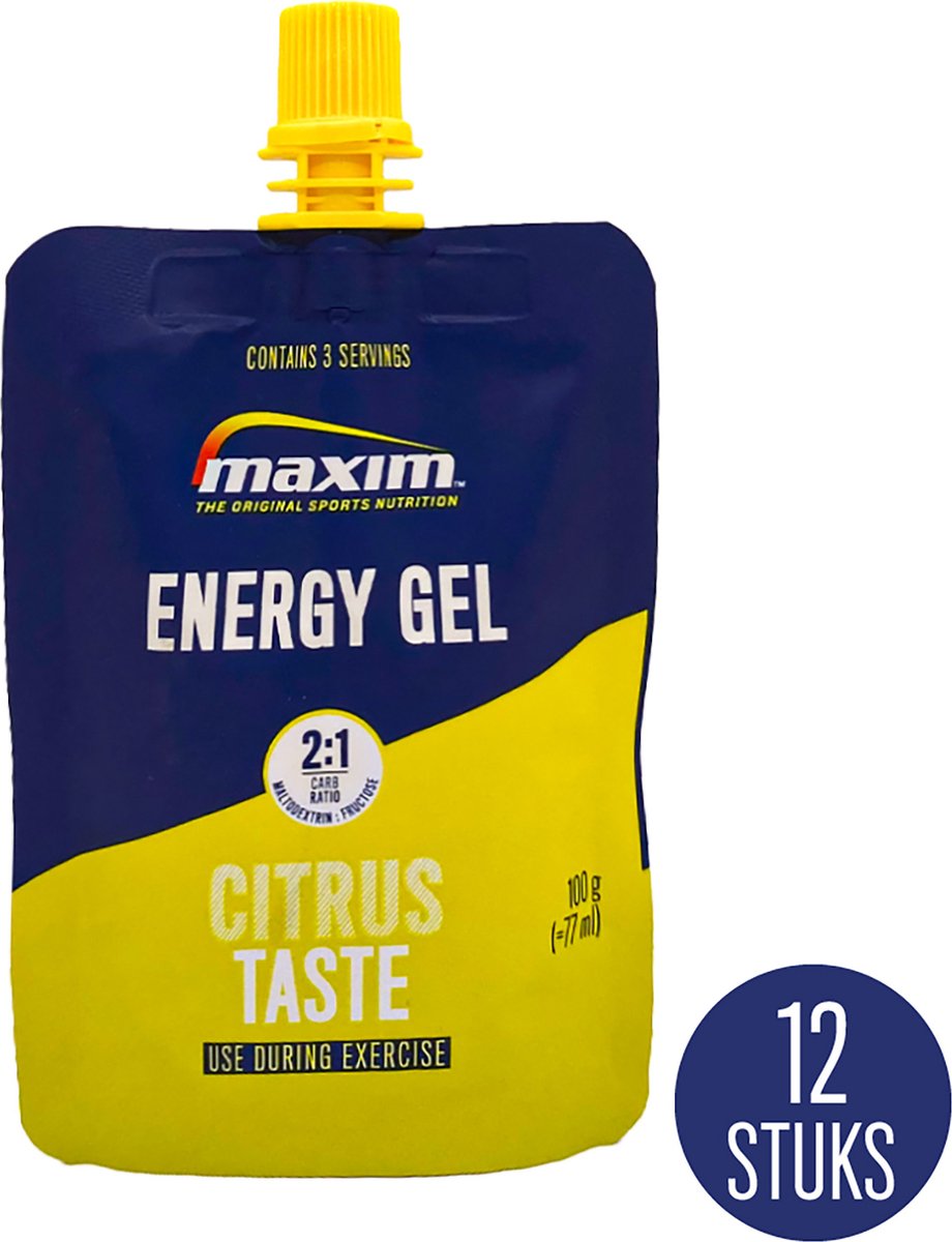 Goedkoopste Maxim Energy Gel Citrus - 12 x 100g - isotone - Sportgel met frisse citroensmaak - Sportvoeding