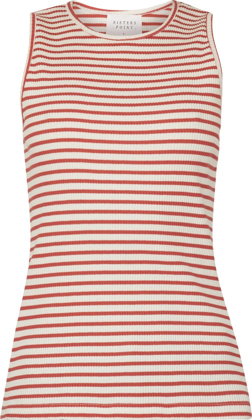 SISTERS POINT Eike-ta.str Dames T-Shirt - Cream/Strawberry - Maat XS