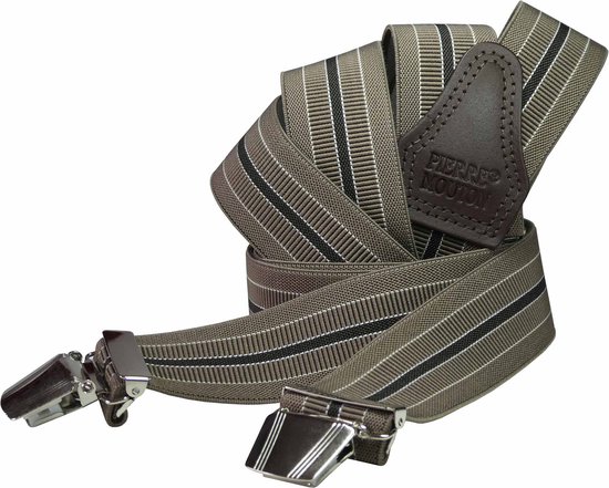 Porte-Jarretelles Pierre Mouton Narbonne - Bretelles - Adultes - Homme - Beige - 140cm - 3 clips larges - XL - XXL