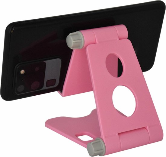 CreaDream Mobiele telefoonstandaard voor bureau, aluminium telefoonhouder met 360° draaibare metalen basis, opvouwbare en draagbare desktoptelefoonhouder compatibel met iPhone15 14 13 Pro Xr Samsung