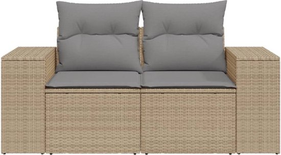 vidaXL-Tuinbank-2-zits-met-kussens-poly-rattan-beige