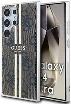 Guess 4G Gold Stripe Back Case - Geschikt voor Samsung Galaxy S24 Ultra (S928) - Bruin
