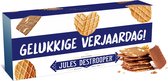 Jules Destrooper Amandelbrood met chocolade - "Gelukkige verjaardag! / Joyeux anniversaire!" - 2 dozen met Belgische koekjes - 125g x 2