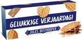 Jules Destrooper Natuurboterwafels - "Gelukkige verjaardag! / Joyeux anniversaire!" - 2 dozen met Belgische koekjes - 100g x 2
