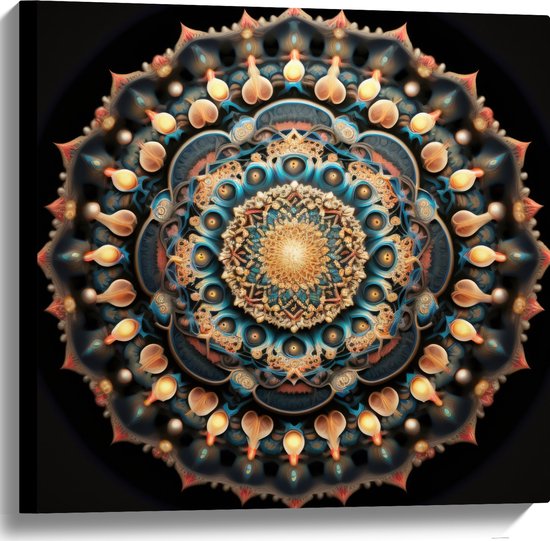 Canvas - Mandala - Figuren - Vormpjes - Kleuren - 60x60 cm Foto op Canvas Schilderij (Wanddecoratie op Canvas)