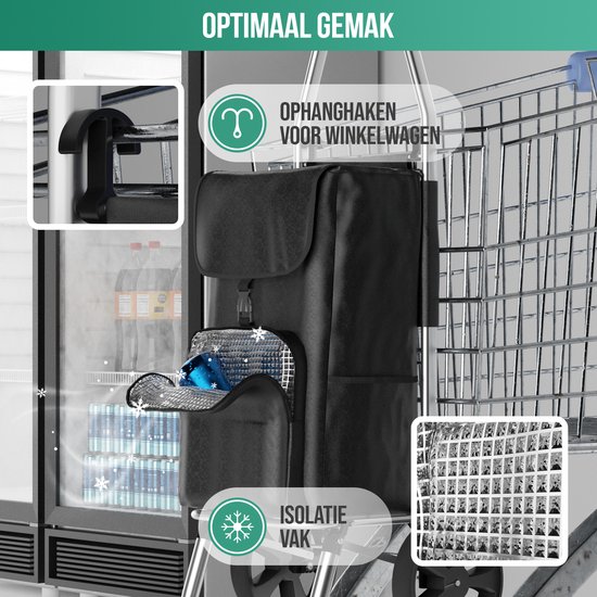 Genius A14368 Thermo-boodschappenmand Falko zwart | boodschappentas 22 l groot, opvouwbaar, met deksel | draagmand met koelfunctie voor onderweg